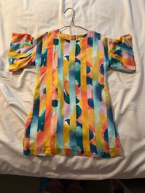 Bright Multi-Color Striped Dress with Puff Sleeves by Gymboree